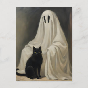 Carte Postale Le fantôme et un chat noir