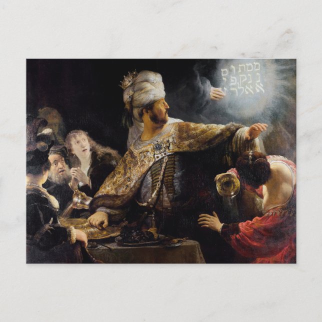 Carte Postale Le festin de Balthazar par Rembrandt (Devant)