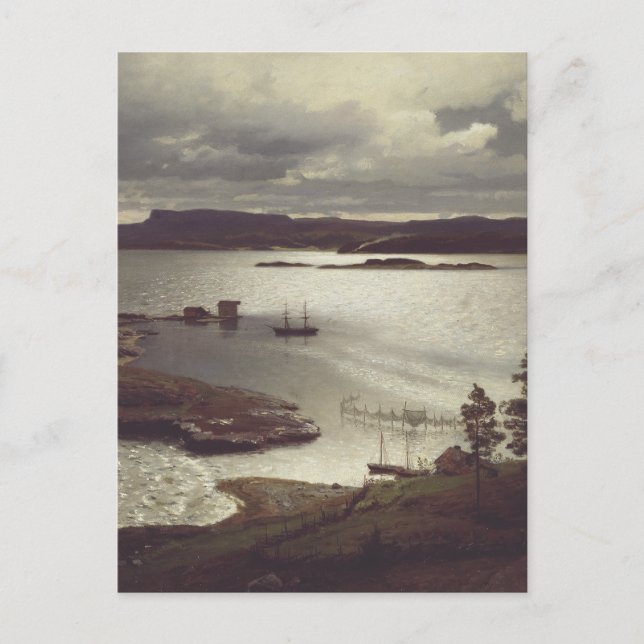 Carte Postale Le fjord de Sandvik par Hans Gude (Devant)