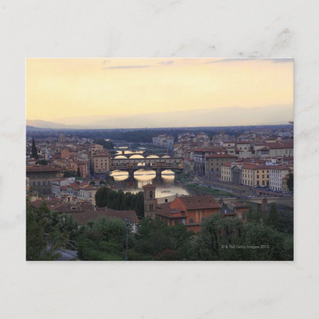 Carte Postale Le fleuve Arno et le Ponte Vecchio à Florence, (Devant)