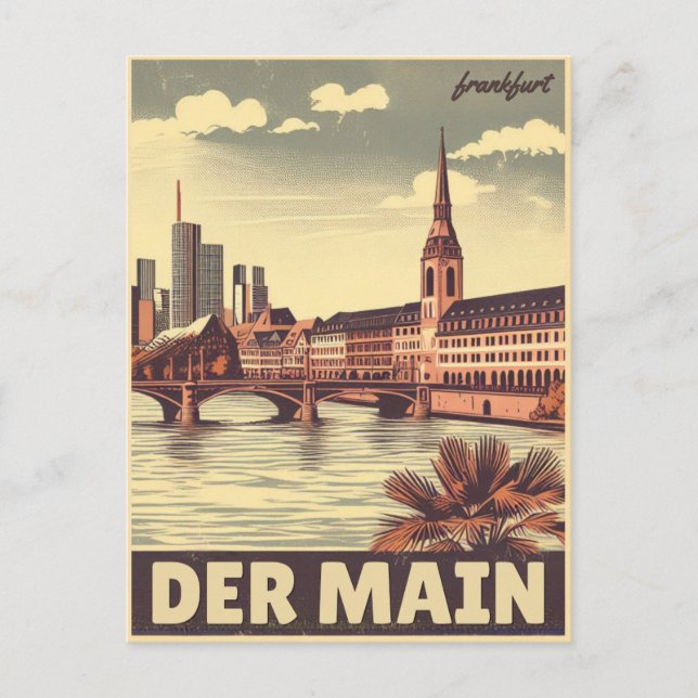 Carte Postale Le fleuve principal en allemagne- der main frankfu (Devant)