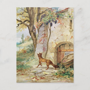 Carte Postale Le Fox et les raisins, illustration pour