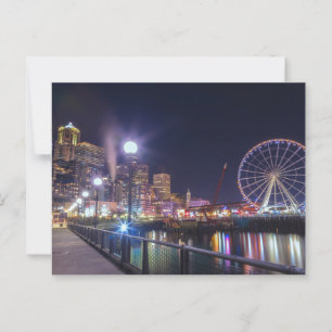 Carte Postale Le front de mer de Seattle pendant la nuit