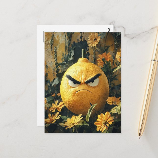 Carte Postale Le Fruit de Citron Encoléré (Devant/Arrière en situation)
