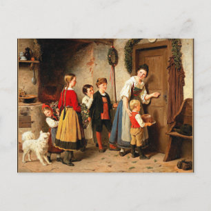 Carte Postale Le gâteau d'anniversaire, peinture vintage d'art f