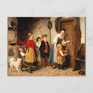Carte Postale Le gâteau d'anniversaire, peinture vintage d'art f