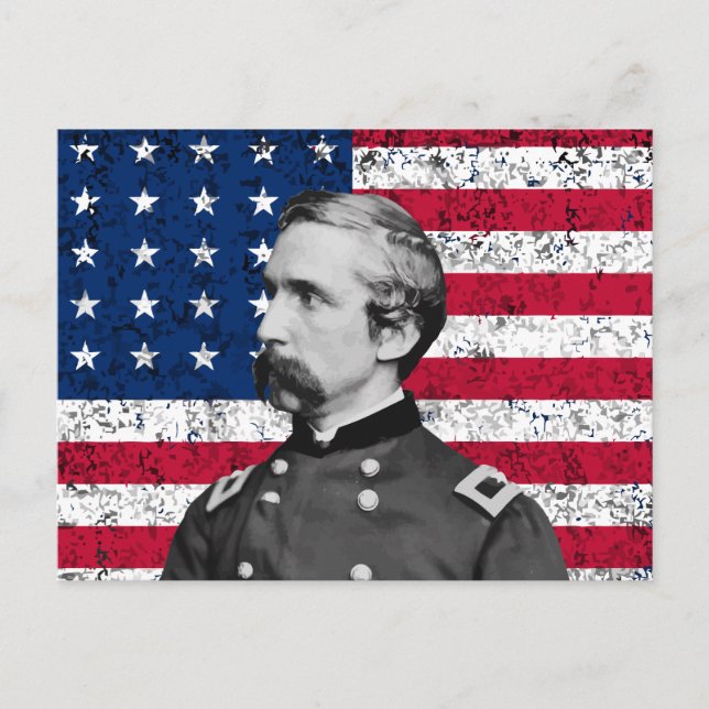 Carte Postale Le général Chamberlain et le drapeau américain (Devant)