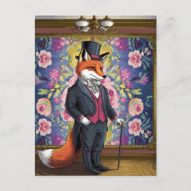 Carte Postale Le Gentleman Fox Funny (Devant)