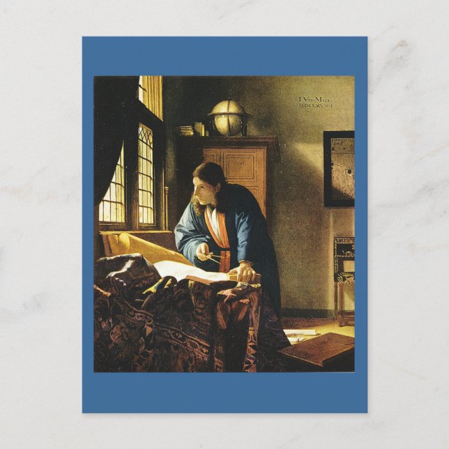 Carte Postale Le géographe de Johannes Vermeer (vers 1669) (Devant)