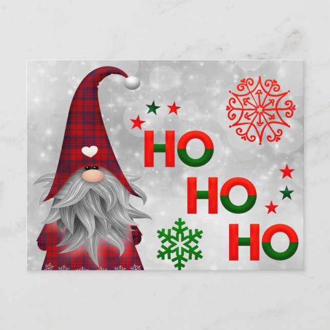 Carte Postale Le gnome de Noël dit Ho Ho Ho (Devant)