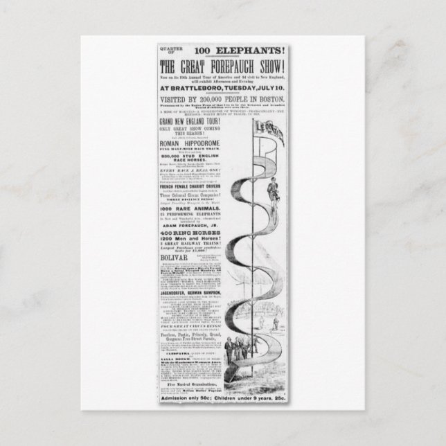 Carte Postale Le Grand Forepaugh Show Publicité (Devant)