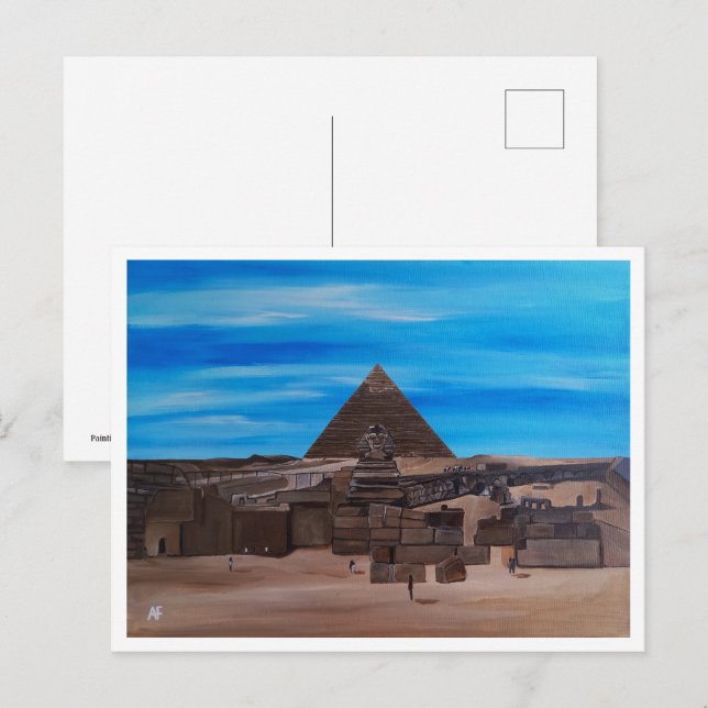 Carte Postale Le Grand Sphinx et la pyramide de Khafre (Devant / Derrière)