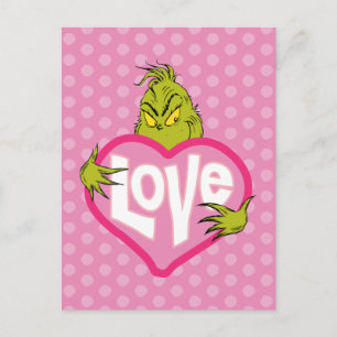 Carte Postale Le Grinch Cœur rose d'amour