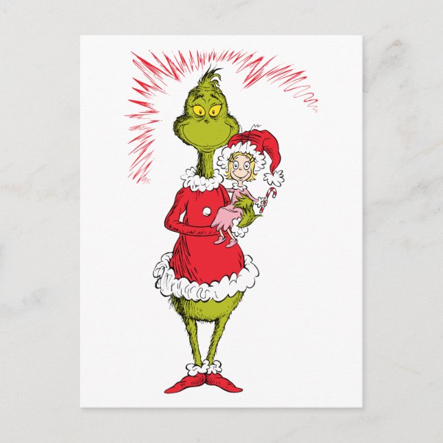 Carte Postale Le Grinch tient Cindy Lou Who (Devant)