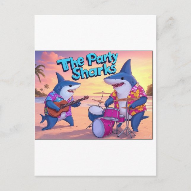 Carte Postale Le groupe Party Sharks (Devant)