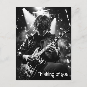 Carte Postale Le guitariste sur scène B&W photo