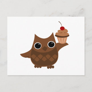 Carte Postale Le hibou et le cupcake