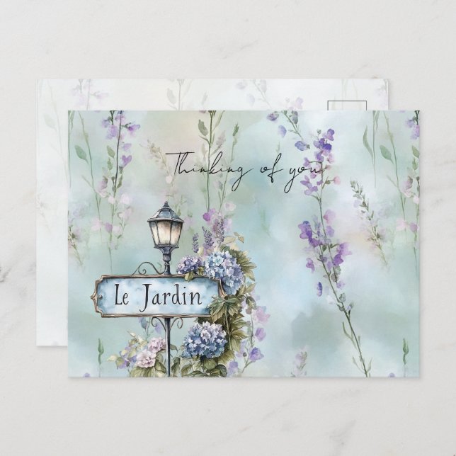 Carte Postale Le Jardin (jardin) Plutôt Fleurs violettes (Devant / Derrière)