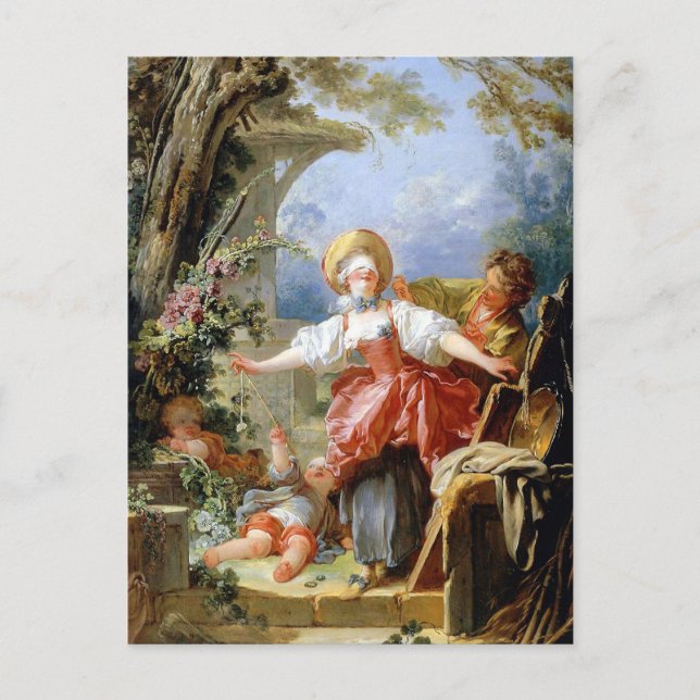 Carte Postale Le jeu de l'Homme Aveugle de Jean-Honoré Fragonard (Devant)