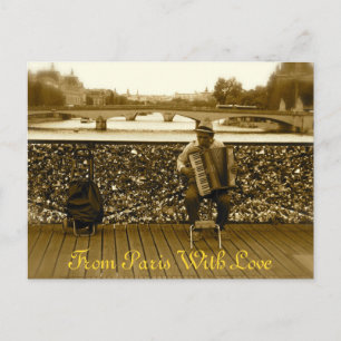 Carte Postale Le joueur d'accordéon - Pont des Arts, Paris