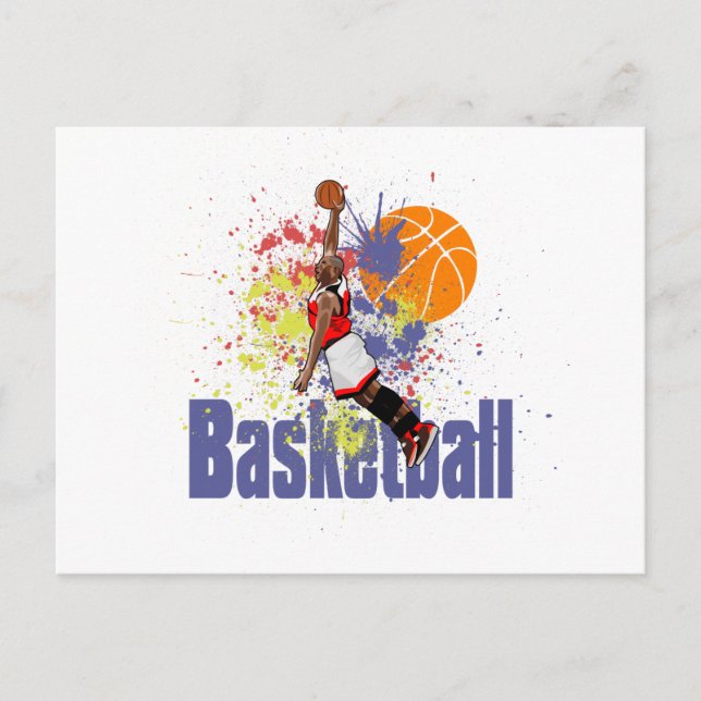 Carte Postale Le joueur de basket avec la peinture éclabousse (Devant)
