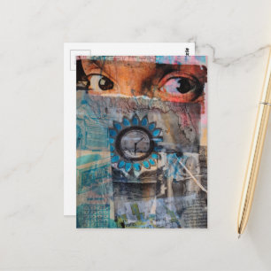 Carte Postale Le journal abstrait collage de bric-à-brac The Eye