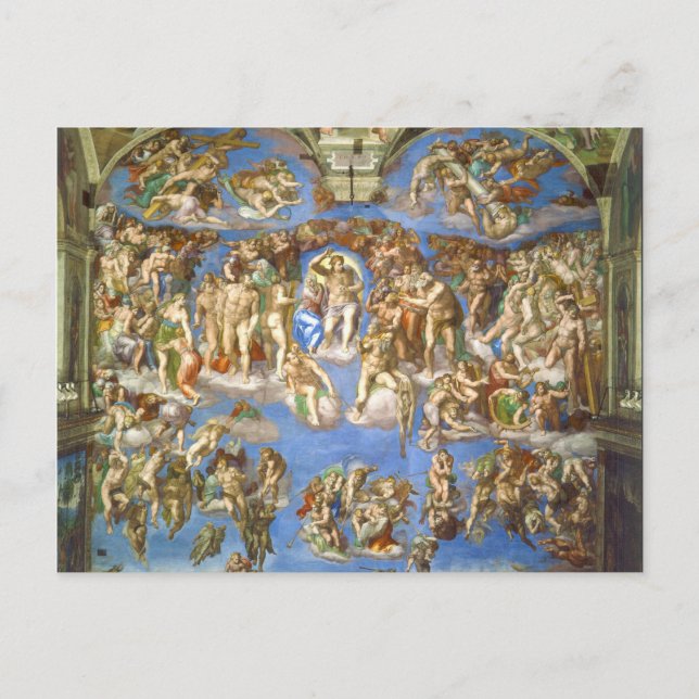 Carte Postale Le jugement Dernier Fresco Michelangelo Buonarroti (Devant)