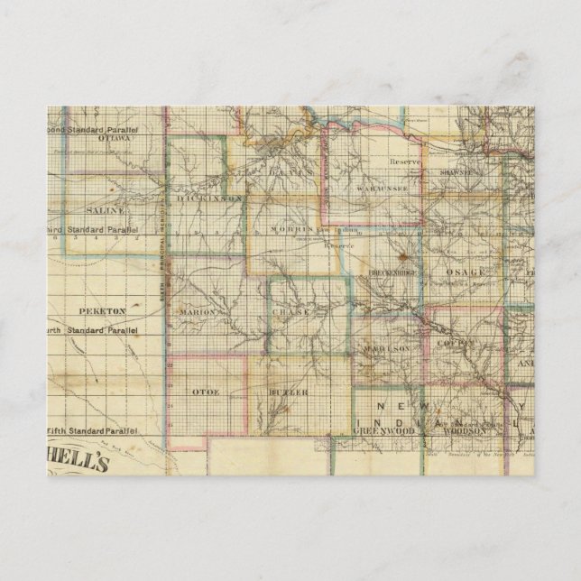 Carte Postale Le Kansas et les mines d'or (Devant)