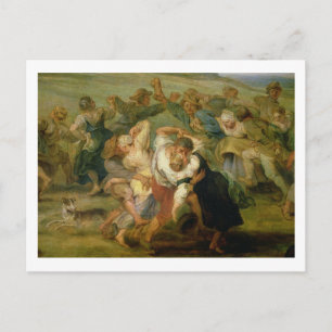 Carte Postale Le Kermesse, détail de la danse paysanne, c.1635-3