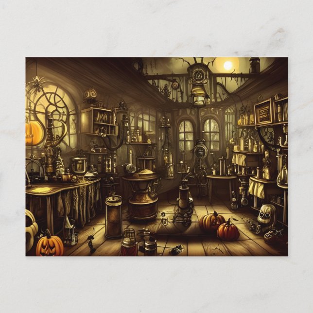 Carte Postale Le laboratoire d'Halloween (Devant)