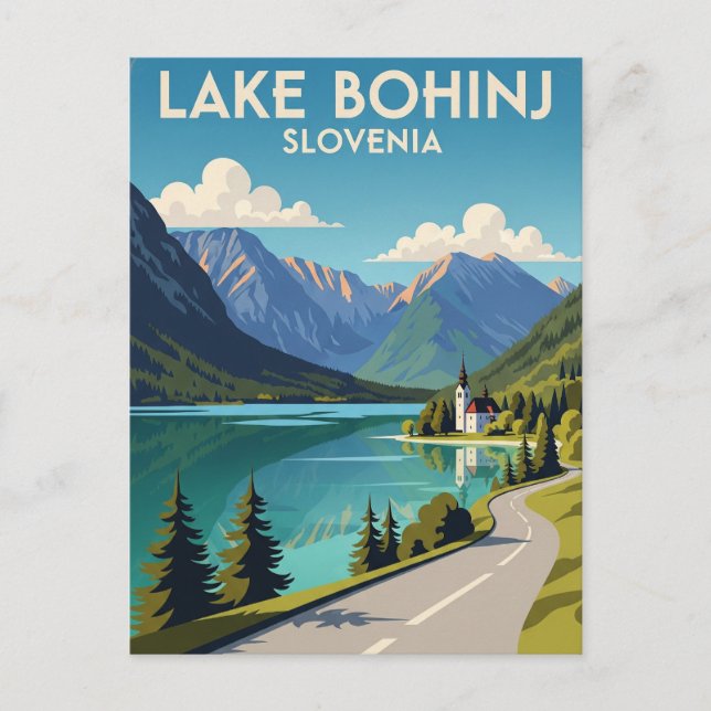 Carte Postale Le lac Bohinj Slovénie (Devant)