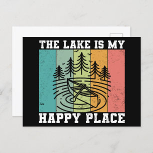Carte Postale Le lac est mon Happy Place Distressed Lac Vintage