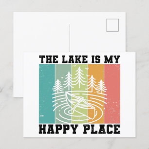 Carte Postale Le lac est mon Happy Place Distressed Lac Vintage
