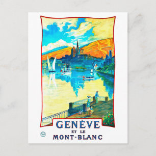 Carte Postale Le lac Léman surplombé par le Mont Blanc