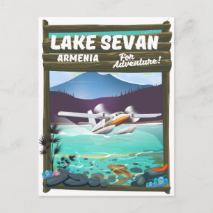 Carte Postale Le lac Sevan Arménie Style vintage affiche de voya