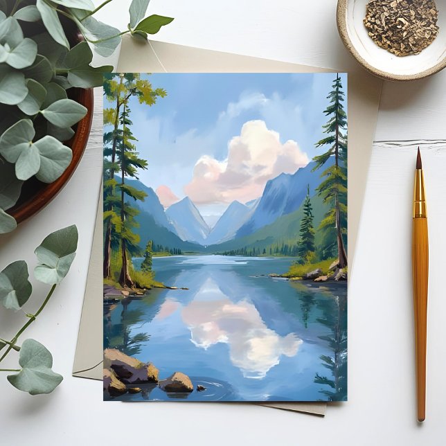 Carte Postale Le lac Tahoe | Paysage de peinture à l'huile (Créateur téléchargé)