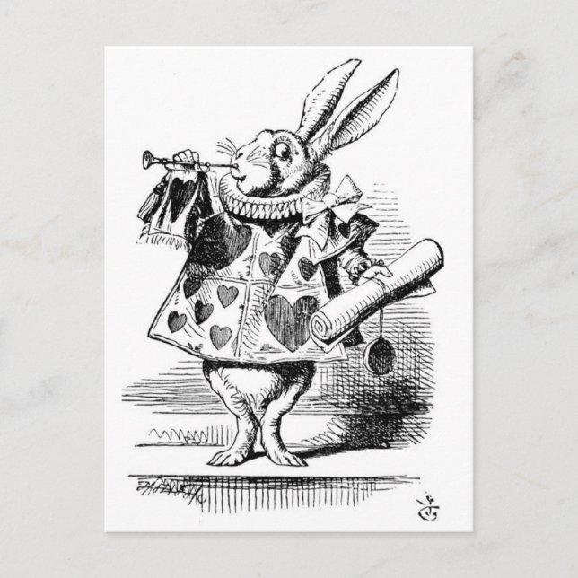 Carte Postale Le lapin blanc comme héraut (Devant)