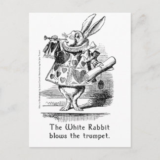 Carte Postale Le lapin blanc souffle la trompette