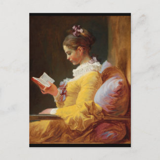 Carte Postale Le lecteur French Girl en robe jaune