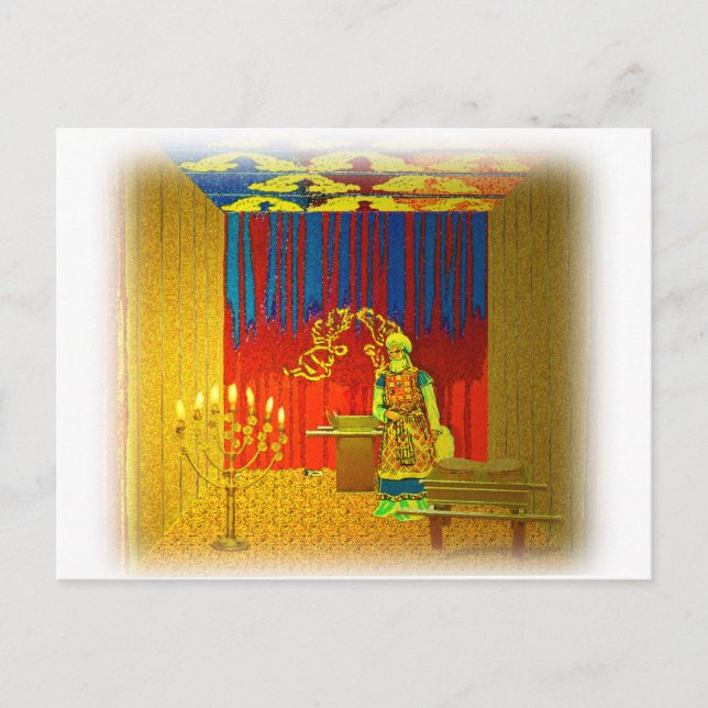 Carte Postale Le lieu saint du Tabernacle avec grand prêtre (Devant)