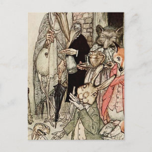 Carte Postale "Le lièvre et la tortue" d'Arthur Rackham