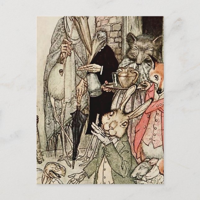 Carte Postale "Le lièvre et la tortue" d'Arthur Rackham (Devant)