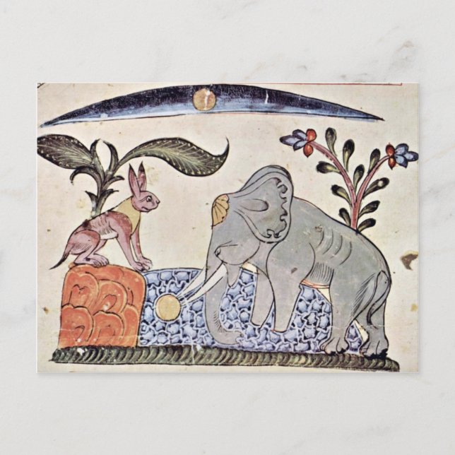 Carte Postale Le Lièvre Et L'Éléphant Roi Devant Le Mir (Devant)