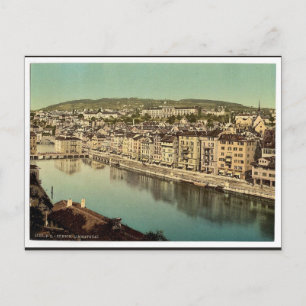 Carte Postale Le Limmatquay, avec Polytechnique, Zurich, Suisse