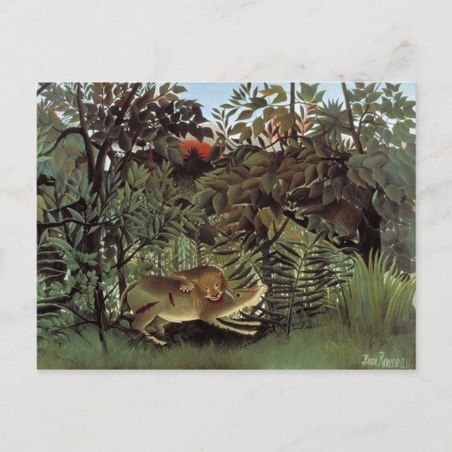 Carte Postale Le lion affamé - Henri Rousseau (Devant)