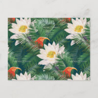 Le Lotus Blanc Oiseaux Tropicaux & Motif de Lotus