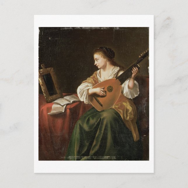 Carte Postale Le Lute Player (huile sur panneau) (Devant)