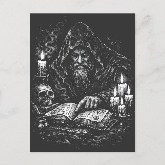 Carte Postale Le Magicien Étudiant le Grimoire — par BurnsInHell (Devant)
