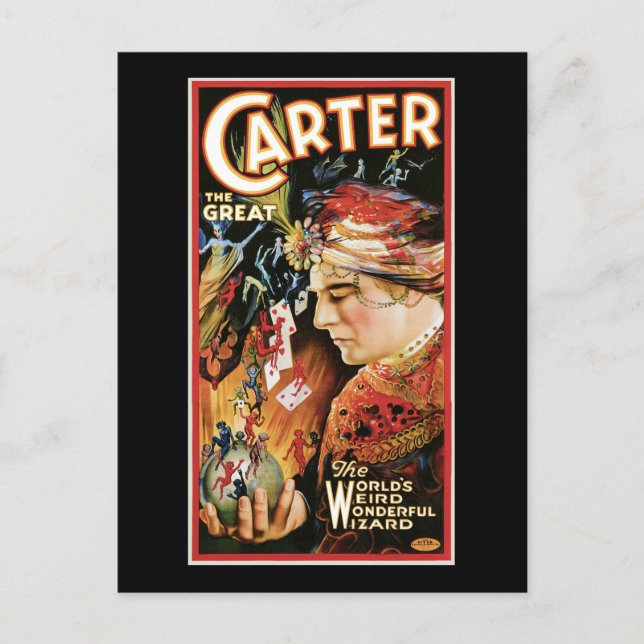 Carte Postale Le magicien vintage Carter le grand (Devant)