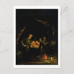 Carte Postale Le maître d'école, 1660-65 (huile sur panneau)